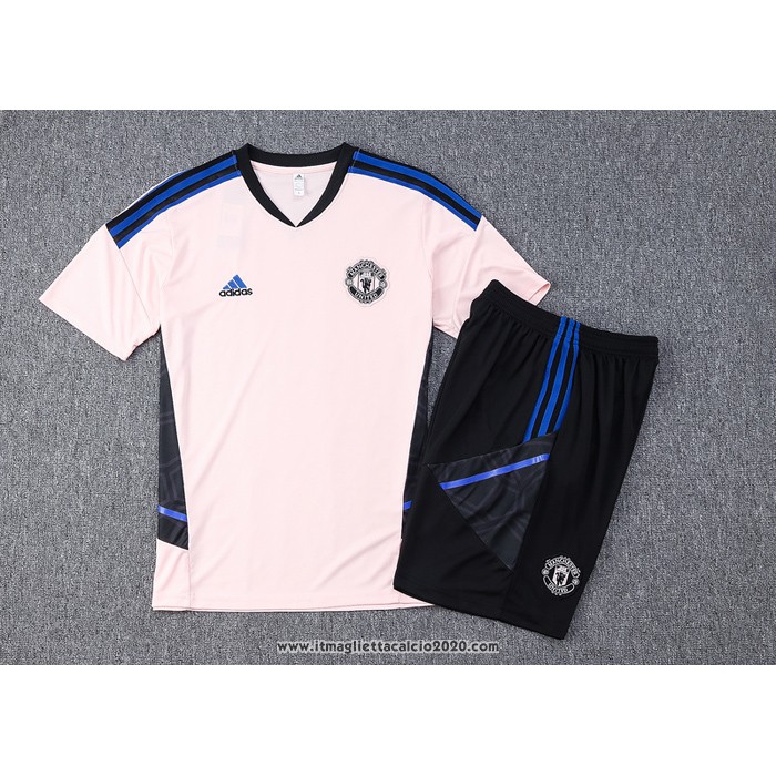 Tuta Da Track Manchester United Manica Corta 2022 2023 Rosa - Pantalon Corto
